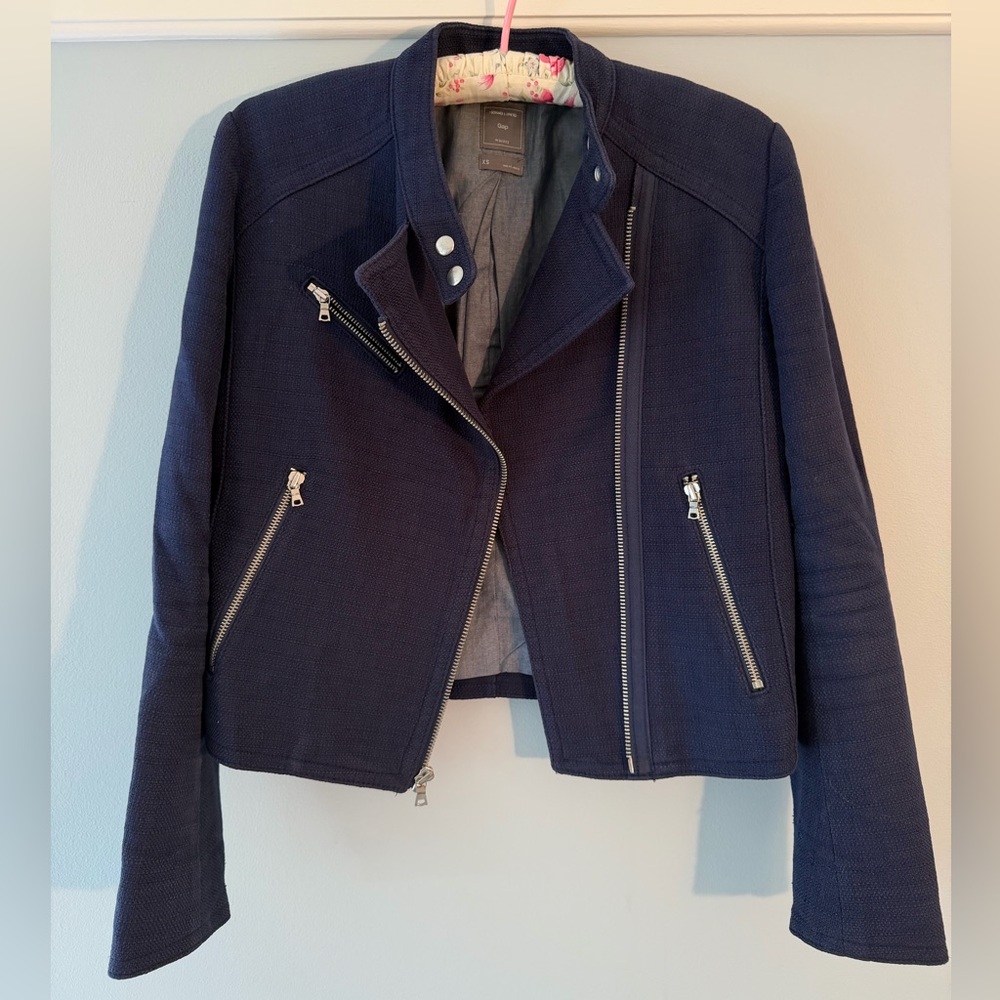 Gently Used - GAP Dark Blue Cotton Moto Jacket (XS)